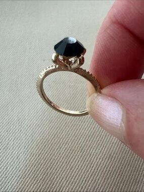 Adia Kibur Gold Ring with Black Faceted Stone
